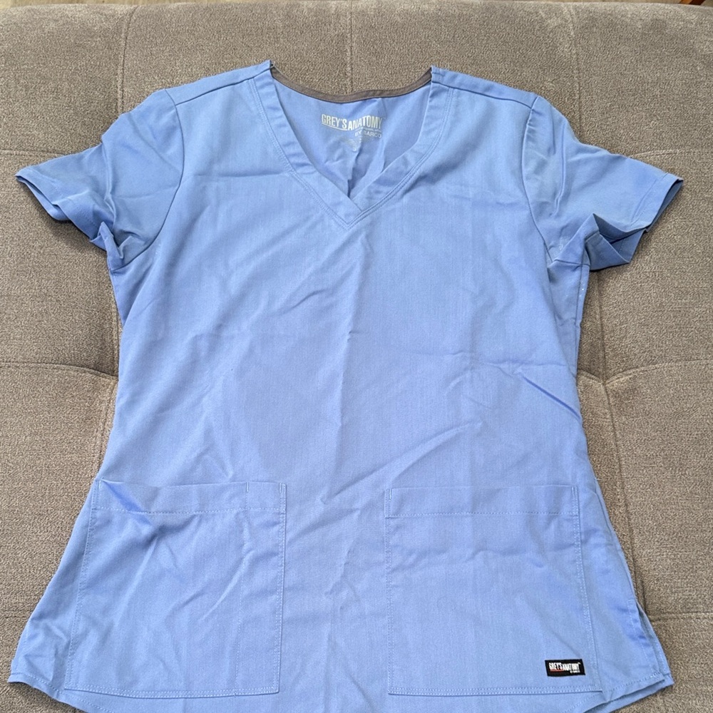 Grey's Anatomy Women's Light Blue Scrub Short Sleeve Top